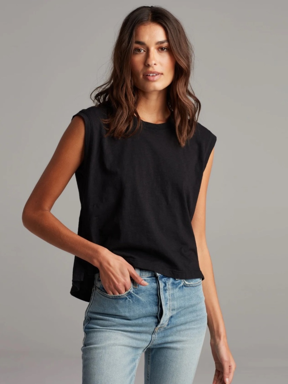 Rowan Women's Black Savannah Cotton Knit Crewneck S/S T-Shirt/ Tank Black Lg.EUC